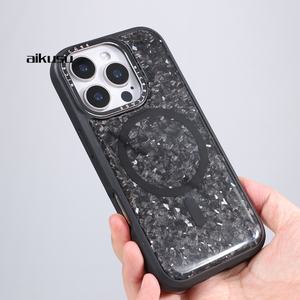 Étuis de téléphone de marque de luxe pour iPhone 16pro 14 15pro Max, coque arrière noire mate pour iPhone 13pro Max, coque de téléphone à chargement sans fil - Product Image 2