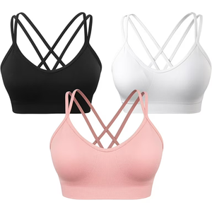 Custom Cross Back Sports Bra Women Medium <b>Support</b> <b>Athletic</b> Top Quick Dry Activewear for Gym Training Running Yoga - Product Image 2