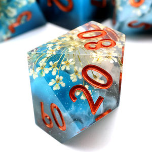 दिव्य फूल का सेट, हस्तनिर्मित नीले और सफेद रेसिन पॉलीहेड्रेल आरपींग डास और ड्रेगन के लिए, बोर्ड Games-N44 खेलते हुए - Product Image 6