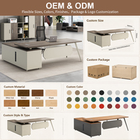 Bureau de direction modulaire en forme de L, finition noyer premium, durable, avec ports de données intégrés et design contemporain