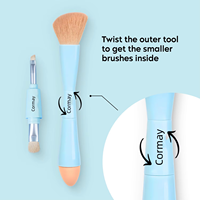 Pinceau de maquillage rétractable 4-en-1 multifonctionnel pour sourcils, fard à joues, fard à paupières et anticernes, pour femmes et jeunes filles, à la maison et au travail