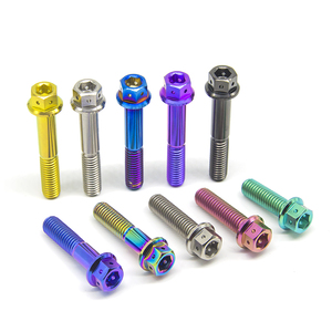 Boulons à bride en titane coloré certifiés ASME, classe 8.8 Gr5, tête hexagonale, filetage UNF, usinés CNC, fixations pour moto, 10 mm, anodisés - Product Image 4