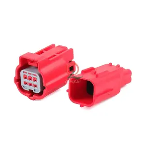 Red Pa66 6 Pin Male Electrical Housing Connectors Motorcycles Automobiles Diagnostic Interface Plug Connector