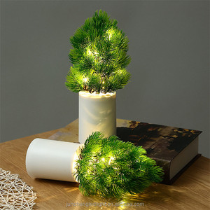 Tulipán Rosa flor artificial luz verde planta bonsái adornos luz para decoración del hogar suministros para fiestas temáticas - Product Image 3