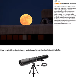 เลนส์ F8.0 500มม. แบบแมนนวลพร้อมตัวแปลง T2 T MF โหมดโฟกัสสำหรับ <span class=keywords><strong>Canon</strong></span> สำหรับกล้อง <span class=keywords><strong>Nikon</strong></span> สำหรับ Sony Fuji Olympus Pentax - Product Image 4