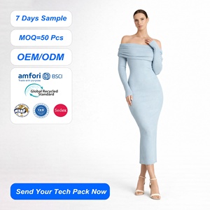 Robe moulante mi-longue à col licou SHENGFU sur mesure OEM, manches longues, extensible, coupe ajustée, taille naturelle, élégante pour soirée formelle - Product Image 1
