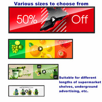 Pantalla Publicitaria Digital Ultra Ancha con Pantalla Táctil para Estantes, 28.6 Pulgadas, Pantalla LCD Extensible para Interiores, IP65, 4G