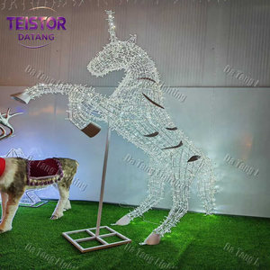 ไฟประดับรูปม้าคริสต์มาส LED 3 มิติ สำหรับตกแต่งภายนอกอาคาร กันน้ำ IP65 โครงเหล็กสั่งทำได้ เหมาะสำหรับตกแต่งถนนในช่วงเทศกาล - Product Image 4