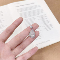 Collana con Pendente a Goccia in Oro Bianco 18K con Diamante Coltivato in Laboratorio, Gioielli Raffinati per Donne, Catene con Diamanti, Collana con Diamante di Laboratorio