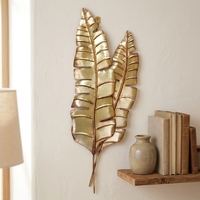 Art mural de luxe feuille de métal doré feuille de bananier Art mural feuille de bananier en métal décor à la maison