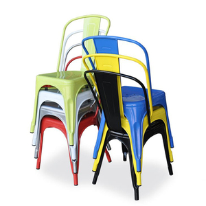 <span class=keywords><strong>Silla</strong></span> de Comedor de Metal de Estilo Industrial Vintage con Marco de Hierro Apilable Colorido, Diseño <span class=keywords><strong>Tolix</strong></span> Negro para Uso en el Hogar, Oficina y Escuela - Product Image 3