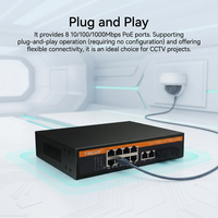TiNCAM Smart 8*10/100/1000M puertos + 2*10/100/1000M puerto de enlace ascendente + 1*1,25G SFP AI Gigabit Ethernet Switch POE Network Switch para CCTV