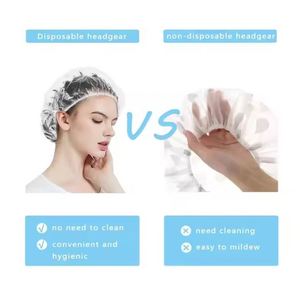 Lot de 100 bonnets de douche jetables imperméables en PE pour cheveux - Product Image 3
