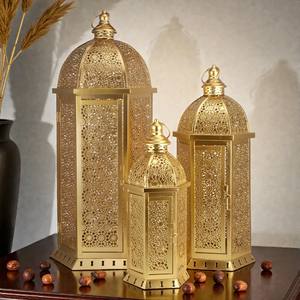 Ensemble de trois lanternes métalliques de <span class=keywords><strong>grande</strong></span> taille, décoration de mariage marocaine, ensemble de lanternes suspendues au sol, lanternes du Ramadan pour la décoration des fêtes - Product Image 5