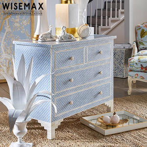 WISEMAX mobili decorativi camera da letto comodino comodino stile Country americano quattro cassetti armadio in legno massello <span class=keywords><strong>con</strong></span> pittura articolo - Product Image 3