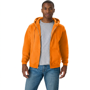 Trex Export Men's <b>Orange</b> Hooded Solid Color Casual Autumn Cotton <b>Fleece</b> Knitted Long Sleeve - Product Image 1