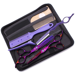 Ensemble de ciseaux de barbier, kit complet de coiffure, acier japonais, ciseaux droits, ciseaux à effiler, peigne, outils multiples, usage en salon et à domicile, 1011KC - Product Image 6