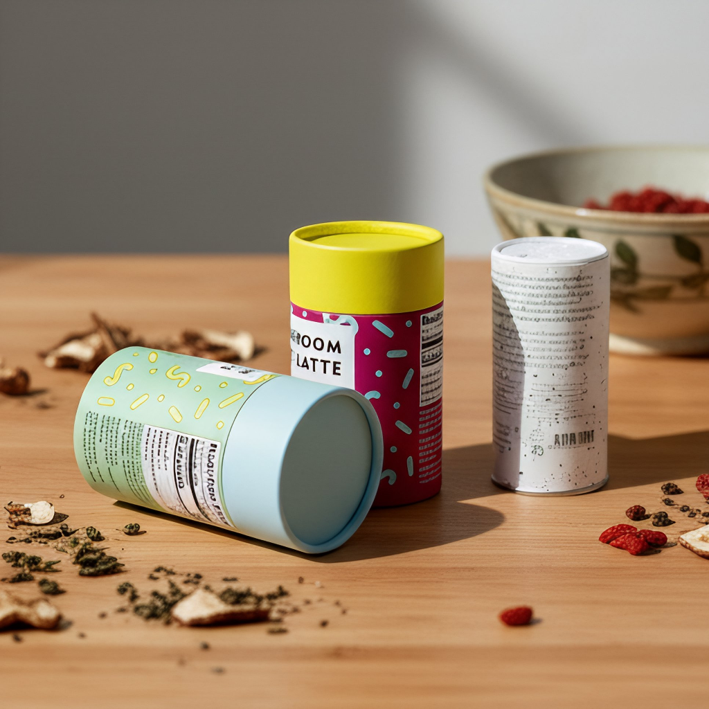 Biodegradable Custom Food Grade Printed Cylinder Paper Tube Packaging Tube for Spoon Loose Powder Storage