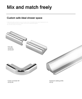 Aluminium douchestrip waterdicht corrosiebestendig voor glazen doucheruimtes
