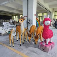 Statue géante en fibre de verre d'éléphant et de girafe, décoration de parc à thème, artisanat animalier en résine pour location événementielle