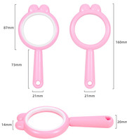 Handheld Shatterproof Reading Magnifier 60mm Kids 4X Cartoon Magnify Glasses Lens for Reading Exploration Classroom Party