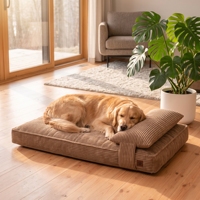 Lit pour chien de grande taille gris avec housse lavable, lit orthopédique marron pour chien, lit pour chien en velours côtelé durable et doux, taille XL