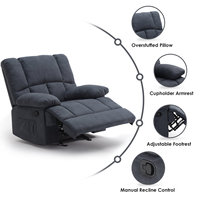Fauteuil inclinable manuel moderne en tissu DOSER, un siège, structure en bois, rembourrage en éponge, pour salon, modèle DS9001-3