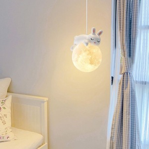 Lampe suspendue de chevet de style nordique à thème crème, design créatif de dessin animé d'animaux personnalisé pour garçons et filles, pour l'éclairage du couloir - Product Image 2