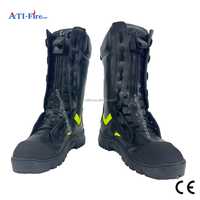 Sepatu Kulit Pemadam Kebakaran Bersertifikat ATI-FIRE EN15090, Perlengkapan Pemadam Kebakaran Anti Api, Ujung Baja, Sol Baja, Grosir Pabrik