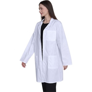 Blouse <span class=keywords><strong>de</strong></span> laboratoire unisexe à manches longues en mélange <span class=keywords><strong>de</strong></span> coton pour étudiants en médecine, chimie, biologie, scientifiques, médecins et infirmières, blanche - Product Image 2