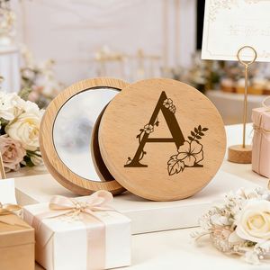 Modern Beech Wood <b>Pocket</b> <b>Mirror</b>-Portable Bridesmaid Gifts Custom Engraved Round Compact Travel Makeup <b>Mirror</b> Wedding Favors - Product Image 3