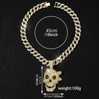 Collar de Cadena Cubana con Colgante de Calavera DJ de Aleación de Zinc, Chapado en Oro y Plata, para Hombres y Mujeres, Joyería Hip Hop, Regalo