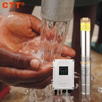 Pompe submersible solaire multi-étages sans balais à courant continu haute efficacité en acier inoxydable 3 pouces 24V 300W 0,5 CV pour forage au Ghana