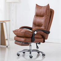 Fauteuil de bureau exécutif ergonomique moderne et confortable en maille avec repose-pieds en cuir PU, hauteur réglable, pivotant, en acier inoxydable pour salon