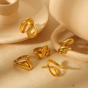 European Style Snake Shape <b>Titanium</b> Steel <b>Ring</b> For Women Geometric Open Design Gift Jewelry - Product Image 2