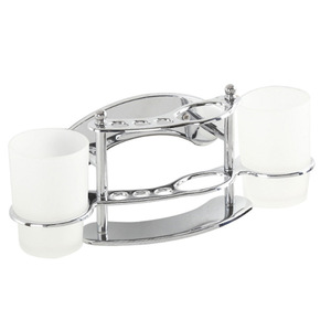 Support de rangement pour salle de bain Saint Ruijia en acier inoxydable, double porte-brosse à dents, finition miroir, pour dentifrice et brosses à dents - Product Image 4