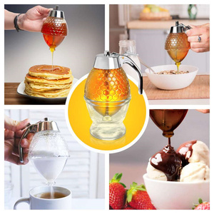 Acrylic <strong>Honey</strong> <strong>Dispenser</strong> With Stand <strong>Honey</strong> Comb Shaped <strong>Honey</strong> Pot, Syrup and Sugar Jar Pot - Product Image 5