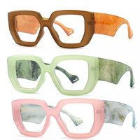 Nouvelles lunettes transparentes surdimensionnées vintage à blocs de couleur, monture épaisse, filtre anti-lumière bleue, montures optiques bicolores pour femme