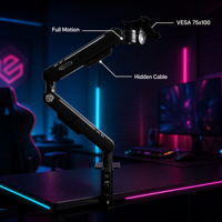Support d'écran pour bureau à domicile et configuration de bureau de jeu, support d'écran articulé peu encombrant avec pince de fixation pour poste de travail