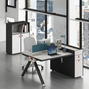 Cao cấp thiết kế đơn giản Matte Đen ấm trắng <span class=keywords><strong>2</strong></span> người máy tính bảng phân vùng làm việc Trạm trung tâm văn phòng bàn - Product Image 5