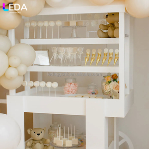 Carrito de dulces acrílico blanco LEDA, muy vendido, para exhibición en bodas, fiestas y eventos. - Product Image 3