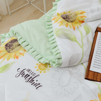 Ensembles de couette tournesol imprimé fleuri 100% fibres de polyester draps verts pour chambre à coucher ensemble de quatre pièces ensemble de literie