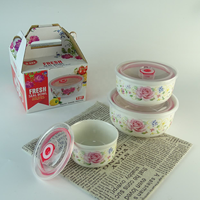 Y1456 Ensemble de 3 bols frais en céramique de haute qualité, adaptés au micro-ondes, ensemble de bols chinois pour cadeau de mariage
