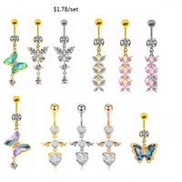 Bijoux Gaby, anneau de nombril en acier chirurgical 316L, cœur en zircone cubique transparente, double fixation