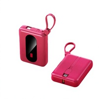 Nouvelle batterie externe portable 10000mAh avec écran LED, charge rapide 10W, entrée USB, sortie Type-C, câbles intégrés pour téléphones