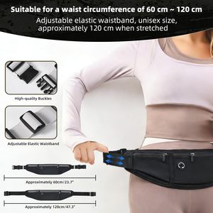 ランニングベルトウエストパック、調節可能な伸縮性ストラップクリップ付き、汗に強いバムバッグ、すべての携帯電話とウエストサイズに対応 - Product Image 4