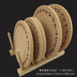 Natural Living Cork Coasters Round 5 Pack Heat Resistant Tableware <b>Protector</b> - Product Image 2