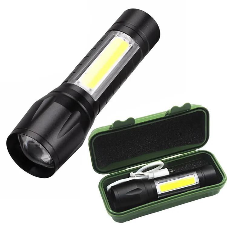 Xpe lanterna led portátil recarregável, com zoom, 3 modos de iluminação, luz para acampamento, mini lanterna led