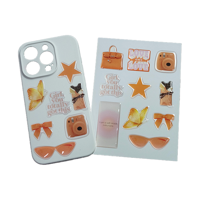 Wholesale New Design 3D Dome Epoxy Resin Decorative Sticker Sheet Custom DIY Mobile Phone Case Sticker