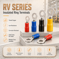 Connecteur à sertir circulaire en cuivre étamé de qualité professionnelle, pré-isolé, série RV, pour câblage électrique, borne annulaire